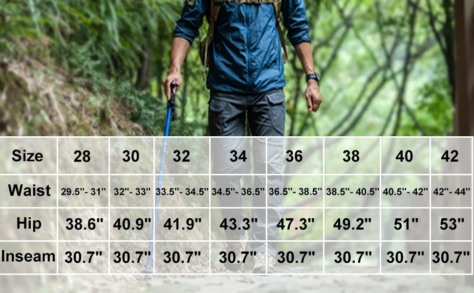 HYCOPROT Men's Tactical Pants Ripstop Water Repellent Lightweight Casual Cargo Pants Quick Dry Army 10 Pockets Work Trousers Black 32 Regular - product information 3