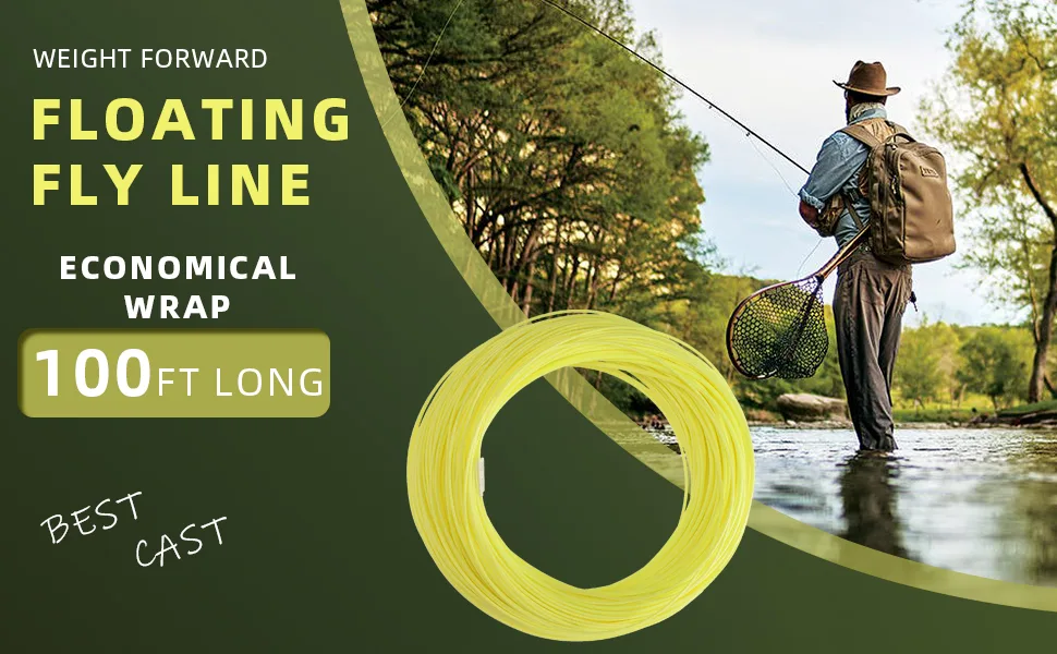 SF Fly Fishing Line Weight Forward Floating Line Welded Loop 100FT Without Spool Sky Blue-without Spool WF6F 100FT - product information 2