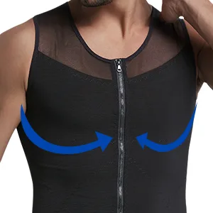 GSKS Compression Shirts for Men Body Shaper Slimming Shirts Shapewear with Zipper Style A--nude Large - HIDE MOOBS