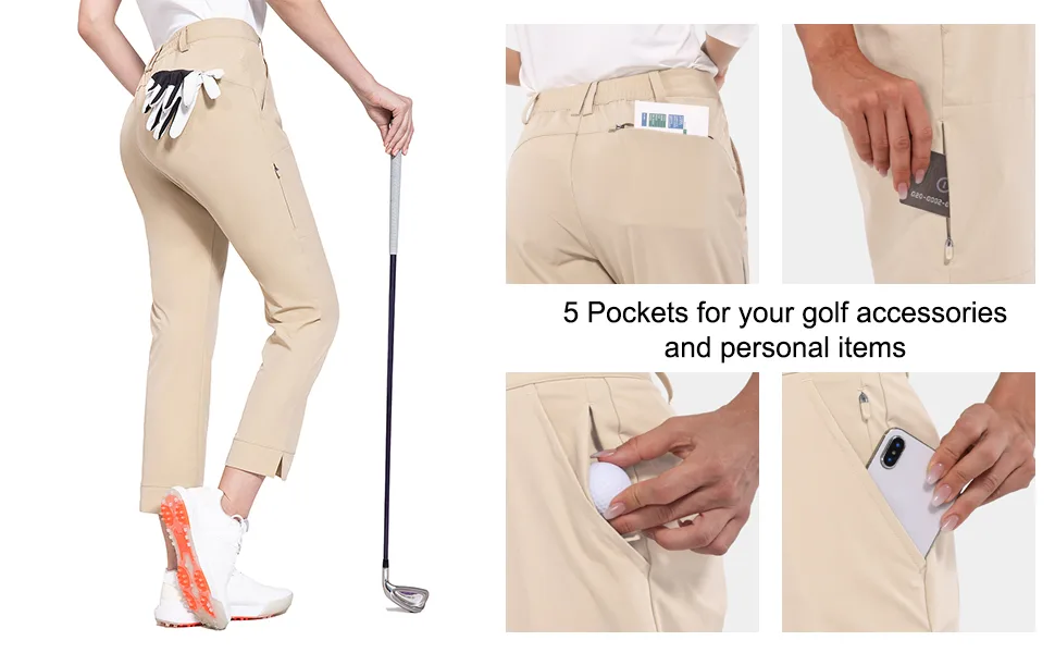 BALEAF Women's Golf Pants Stretch Lightweight Quick Dry Water Resistant Work Pants with Zipper Pocket Steel Grey Medium - 5163