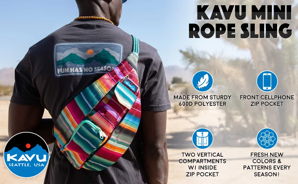 KAVU Mini Rope Sling Bag Chroma Stripe One Size - KAVU Mini Rope Sling