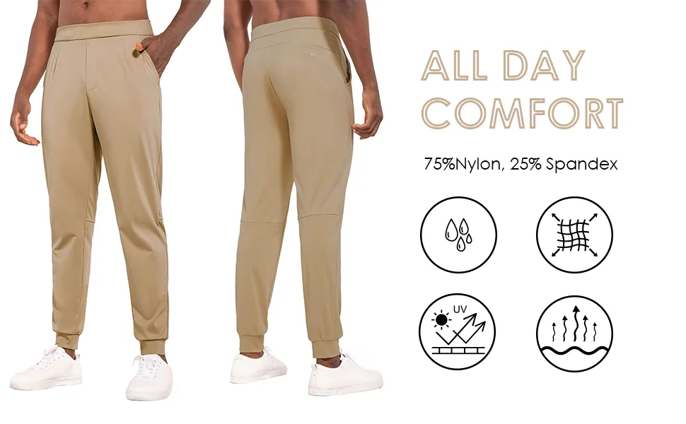 BALEAF Men's Golf Joggers Pants Stretch Sweatpants Slim Fit Work Casual Running Track Pants with Pockets Medium Black - athletic joggers
