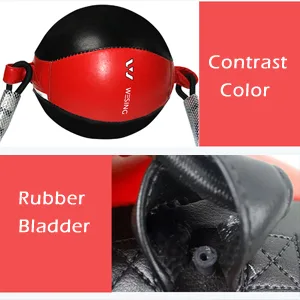 Wesing Double End Striking Bag Leather Boxing Speed Ball Bag Red Synthetic Leather - black speed ball, punch pad, speed punch bag