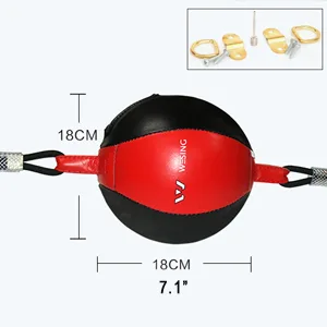 Wesing Double End Striking Bag Leather Boxing Speed Ball Bag Red Synthetic Leather - leather speed ball, leather punch ball