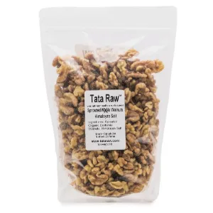 TATA RAW - Sprouted Organic Walnuts - Himalayan Salt (1 lb) 1 Pound - Tata Raw Organic Sprouted Himalayan salt Walnuts