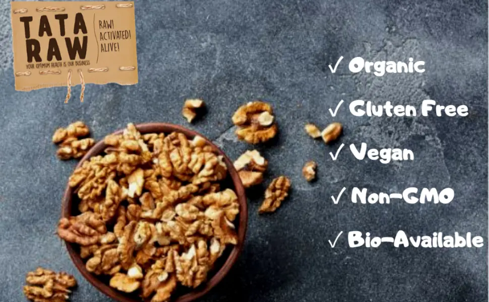 TATA RAW - Sprouted Organic Walnuts - Himalayan Salt (1 lb) 1 Pound - Tata Raw Organic Sprouted Turmeric Ginger Flavor Walnuts