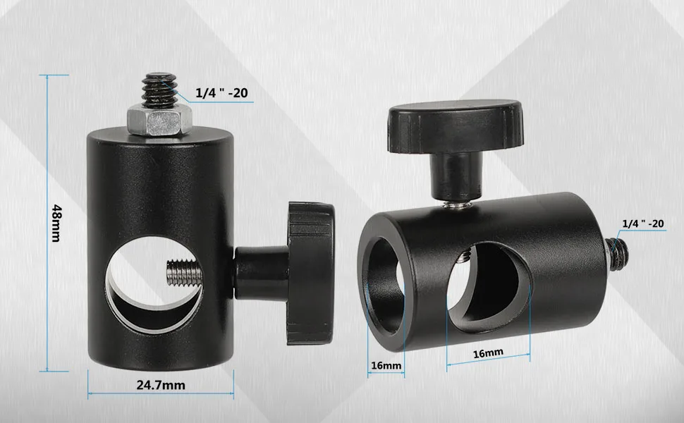 CAMVATE 16mm Light Pole Stand Head Mount with 1/4"-20 Thread Screw Adapter - 2296 - C2296-2