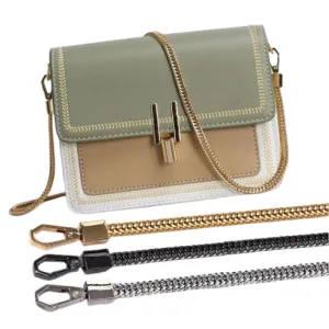 Model Worker Iron Flat Chain Strap Purse Chain Straps Handbag Chains Shoulder Cross Body Replacement Snake Bone Chain Straps with Metal Buckles (47", Gold) 47" Gold - Snake Bone Chain