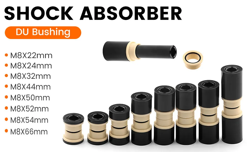 YEENOR DU bicycle shock absorber bushing protective sleeve M8mmx22/24/50mm Rear Shock Bushing soft tail frame fit for Fox RockShox Marzocchi DVO DNM M8*22mm - DU Bushing