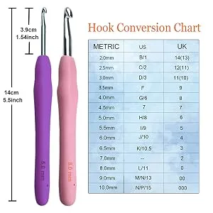 Mdoker Size H/8(5mm) Crochet Hook,Extra Long Crochet Hooks for Arthritic Hands,Ergonomic Grip Soft Handles for Beginners and Experiecced Crochet Lover ,Comfortable/Easy to Use - crochet hook set