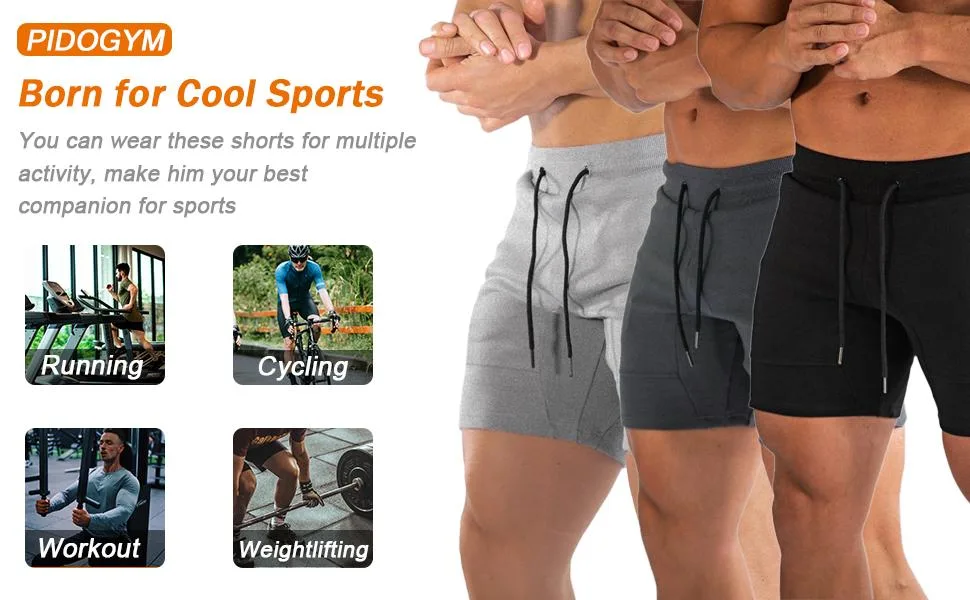 PIDOGYM Men's 5" Gym Workout Shorts,Fitted Jogging Short Pants for Bodybuilding Running Training with Zipper Pockets Black+army Green Large - 970X600