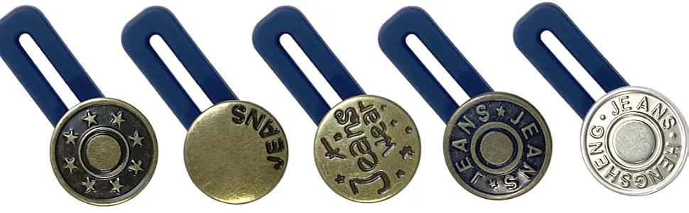 10 Pcs Expander Button for Extender Jeans Pants Collar, 5 Styles Pants Waist No Sew Instant Silicone Extender Button for Men and Women - Pant Button Extenders