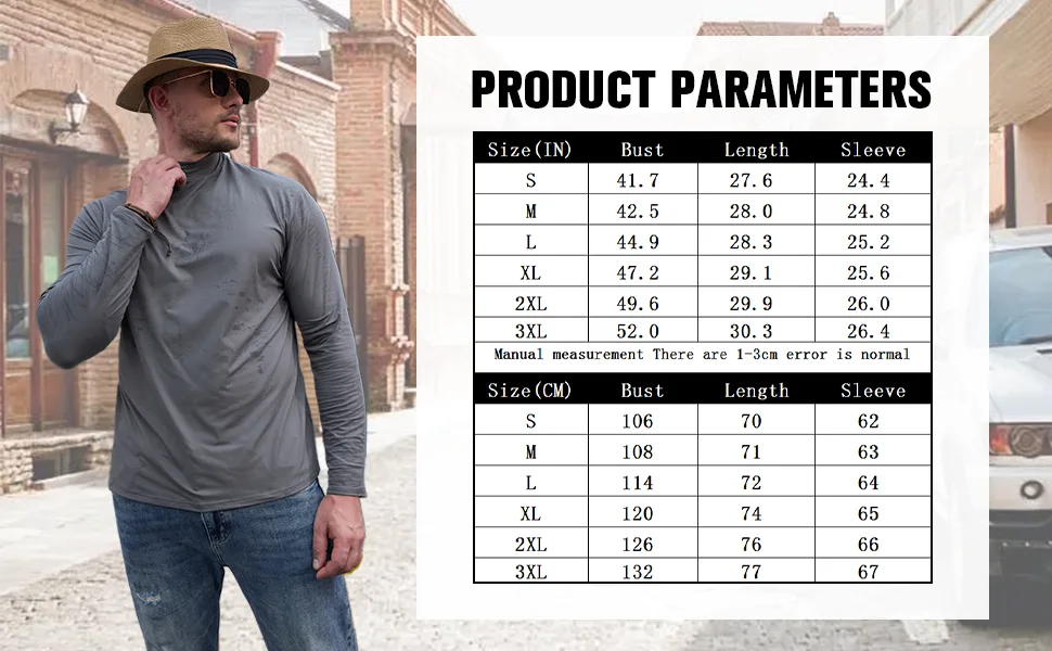 Men's Fashion Mock Turtleneck T-Shirts Long Sleeve Pullover Sweater Basic Designed Undershirt Slim Fit Top Black Medium - Mens shirts size