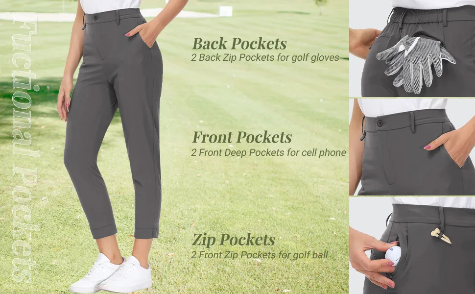 JACK SMITH Women's Golf Pants Stretch Lightweight Work Pants with Zipper 6-Pockets Navy Blue X-Large - product information 22