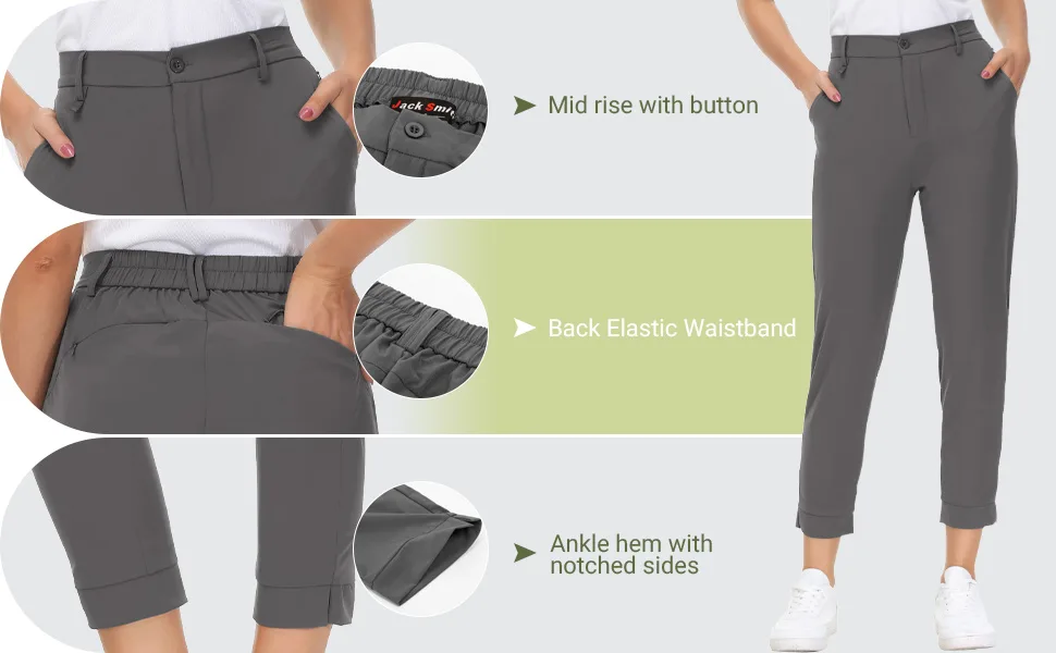 JACK SMITH Women's Golf Pants Stretch Lightweight Work Pants with Zipper 6-Pockets Navy Blue X-Large - product information 23