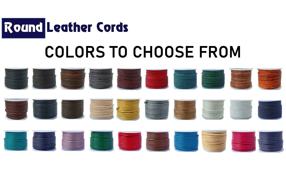 Cords Essentials Round Genuine Leather String Cord, Rope for Jewelry Making, Necklaces, Bracelets, Kumihimo Braiding, Wraps, Crafts and Hobby Projects (Distressed Saddle, 1.5 MM) Distressed Saddle 1.5 MM - Round Leather Cords for Jewellery Making
