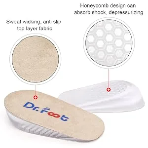 Dr.Foot Height Increase Insoles, Heel Cushion Inserts, Heel Lift Inserts for Leg Length Discrepancies (Small (1" Height)) Beige Small (1" Height) - product information 4
