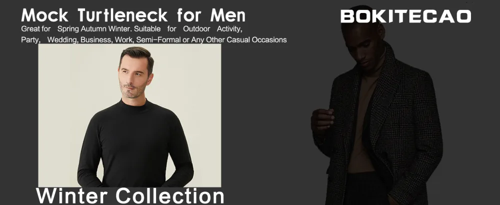 Mens Mock Turtleneck T-Shirt Long Sleeve Pullover Basic Designed Undershirt Stretch Lightweight Top Black Large - product information 8