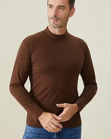 Mens Mock Turtleneck T-Shirt Long Sleeve Pullover Basic Designed Undershirt Stretch Lightweight Top Black Large - Mens Half Turtleneck Long Sleeve Pullover