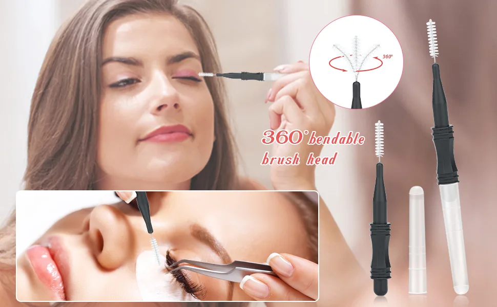20pcs Micro Eyebrow Brush with Cap, Eyelash Spoolie Brush, Eyebrow Lamination Brush for lash and brow lamination - Eyelash spoolie brush