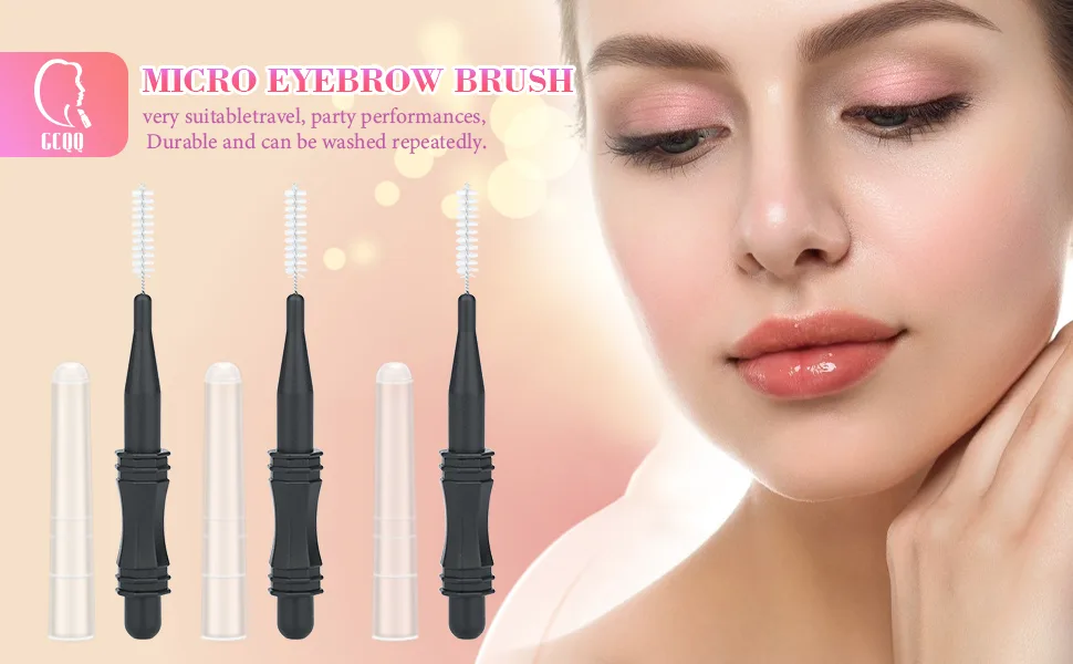 20pcs Micro Eyebrow Brush with Cap, Eyelash Spoolie Brush, Eyebrow Lamination Brush for lash and brow lamination - Micro eyebrow brush