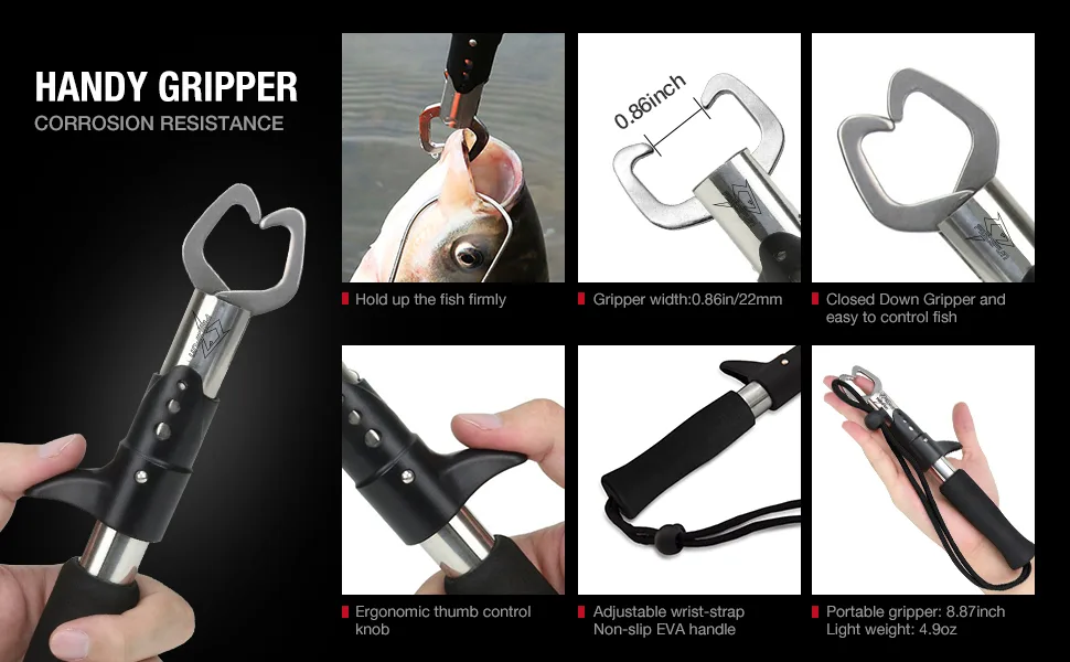 Piscifun Fish Lip Gripper, Portable Fish Grabber Without Scale Lack - fish gripper