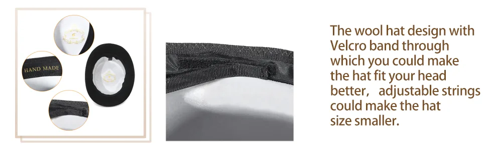 GEMVIE Men's 100% Wool Top Hat Satin Lined Party Dress Hats Derby Black Hat Black 7 5/8 - top hat