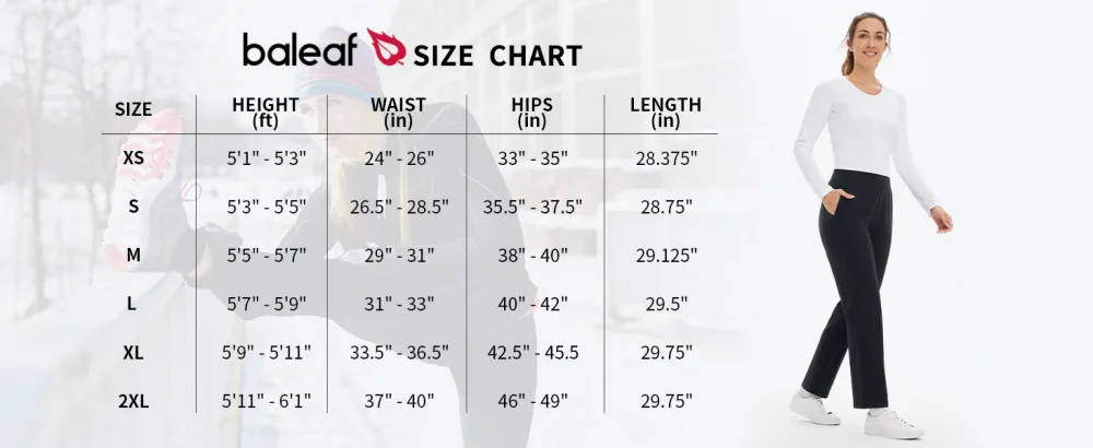BALEAF Women's Straight Leg Golf Pants Stretch Sweatpants Pull-on Dress Work Pants with Zipper Pockets Black Large - Womens Golf Pants