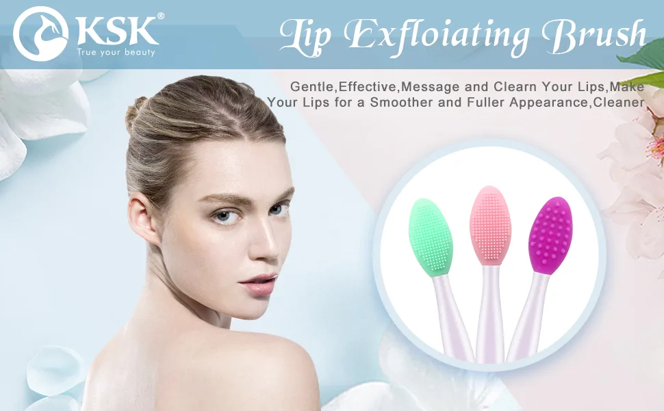 Lip Scrub Tool Silicone Lip Brush Exfoliating Double-Sided Lip Scrubber Tool for a Smoother and Fuller Appearance,Cleaner (3 Colors,3 PCS) - lip exfloiating brush