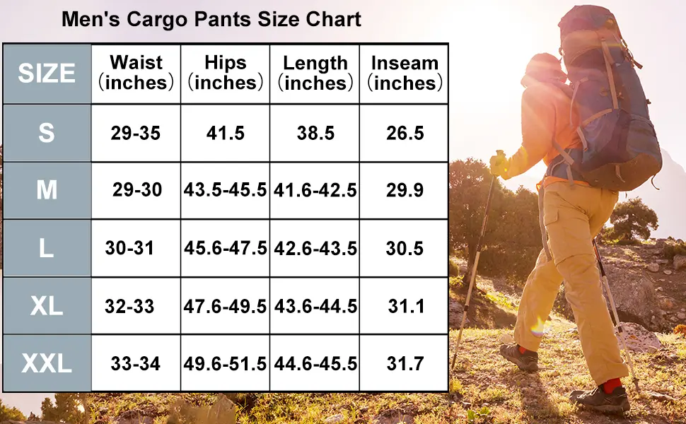 BUXKR Mens Cargo Pants Casual Hiking Pants Workout Joggers Sweatpants for Men Black Large - size