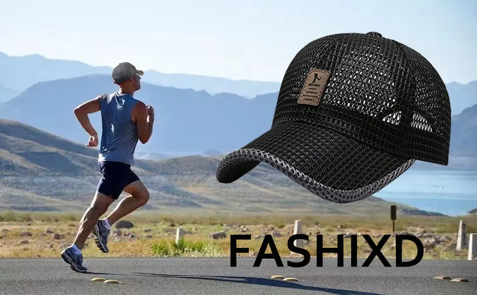 FASHIXD Summer Mesh Baseball Cap for Men Women Trucker Mesh Hat Baseball Hats Outdoor Sports Running hat 1-black - mesh baseball cap