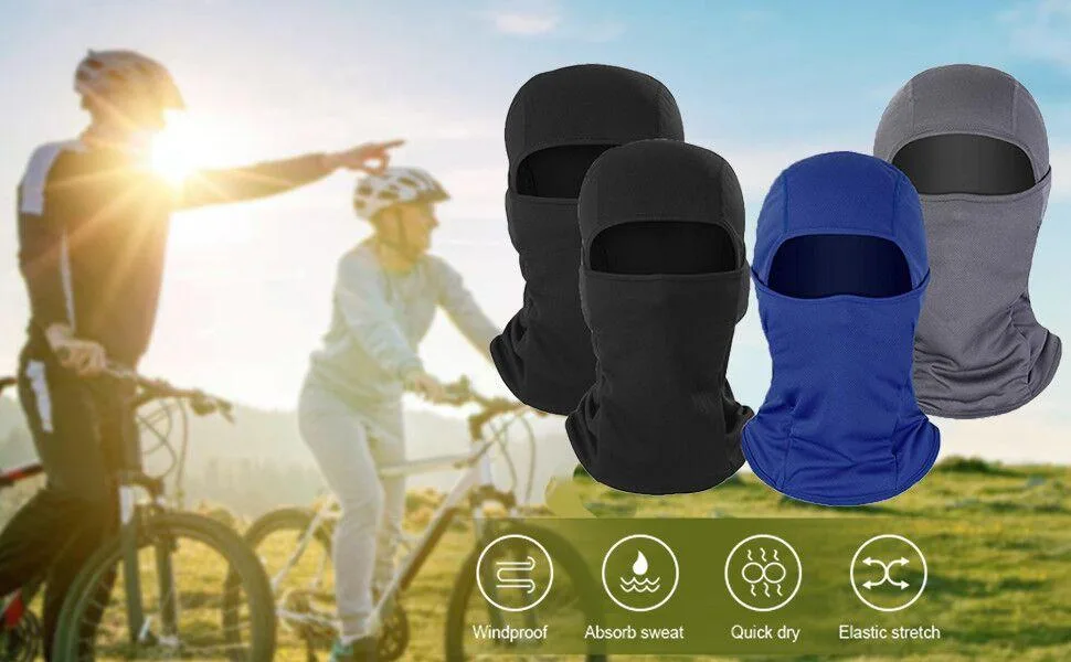 Valleycomfy 4PCS Balaclava Summer UV Protection Breathable Face Mask Men Women Wind-Resistant Ski Sun Hood Tactical Masks Black - balaclava face mask