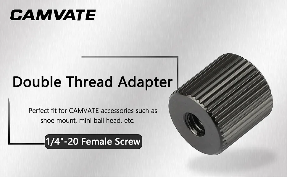 CAMVATE 1/4"-20 Female Screw Double Thread Adapter for Extension Arm - 2039 - C2039-1