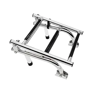 Mojiate Stainless Steel 3 Step Folding Boat Ladder 2+1 Steps Portable Swim Ladder with 250mm Width for Marine Yacht Boat - boat folding ladder