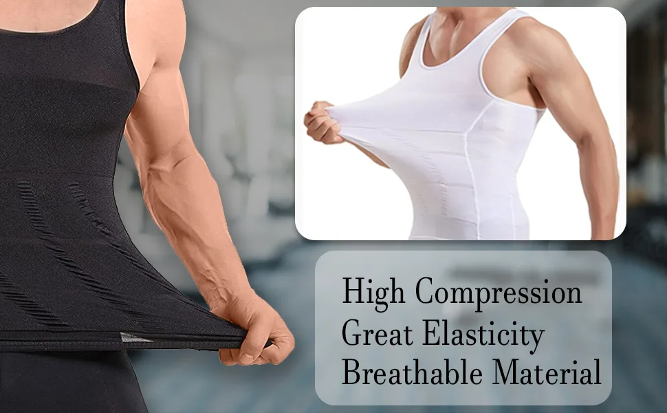 Mistirik Compression Shirts for Men - Mens Slimming Body Shaper Vest - Tight Tank Top for Men - Compression Shirt Tank Top White X-Large - tank tops men