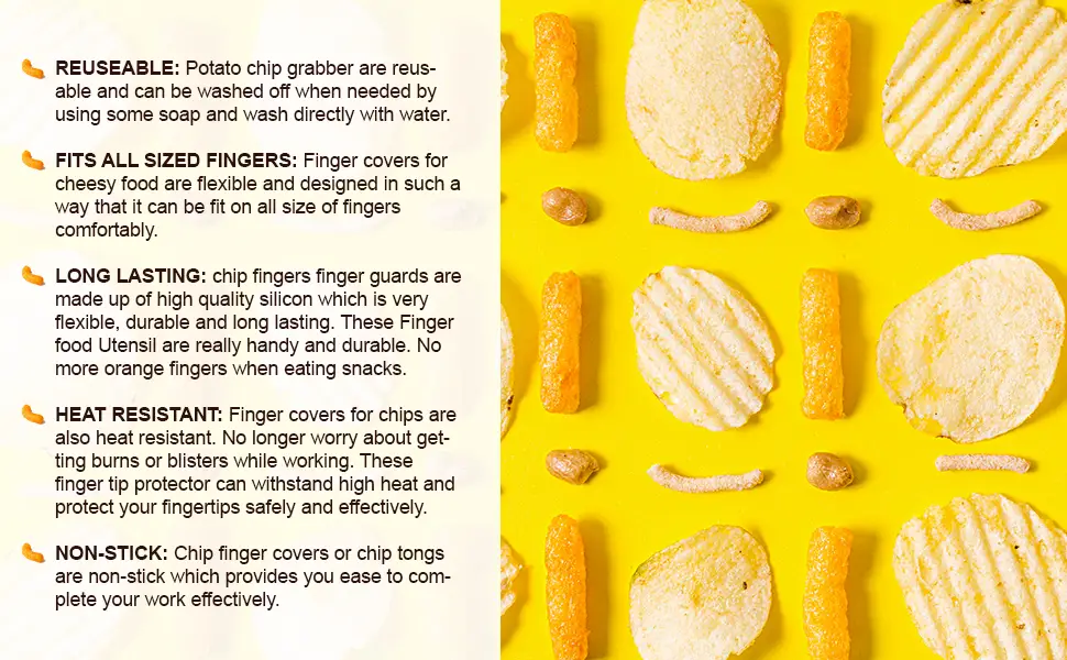 Non-Stick Chip Fingers Tips, Finger Protectors, Finger Covers Protection, 3 pcs (Blue) - Chip fingers finger guards