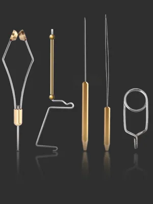 HERCULES Fly Tying Tools, Fly Tying Kit with Bobbin Thread Holder, Wire Threader, Knot Whip Finisher, Hackle Plier, Bodkin, Fly Fishing Lure Making Accessories 2pcs Bobbin + 1pcs Threader - fly tying kit