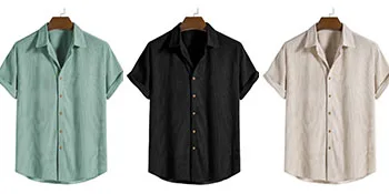CRERI Men's Casual Short Sleeve Shirts, Corduroy Basic Cotton Button Down Shirt, Lightweight Summer Beach Clothing for Men X-Large 2-darkblue - blue