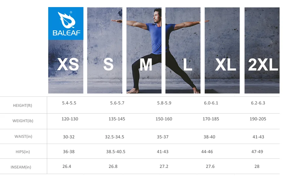 BALEAF Men's Yoga Leggings Running Tights with Pockets Athletic Sports Compression Pants for Workout Dance Cycling A- Black Large - product information 5