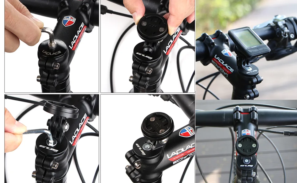 Bike Computer Stem Top Cap Mount Holder Compatible with Garmin Edge Compatible with Wahoo Elemnt Compatible with Bryton Compatible with Cateye,Angle Adjustable - installation and use diagram