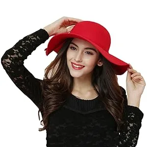 ASSQI Women's 100% Wool Foldable Wide Brim Retro Fedora Floppy Felt Bowler Hat Black - product information 5