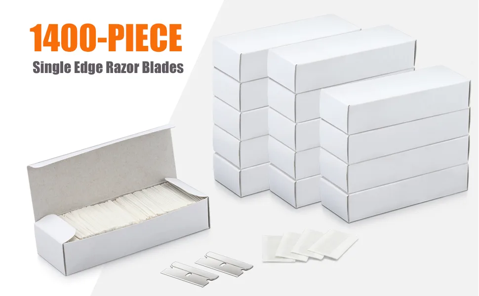 REXBETI 1400PCS Single Edge Razor Blades, Industrial Razor Blades, Box Cutter Replacement Blades, Glass Scraper Razor Blades 1400pcs blades - 6666