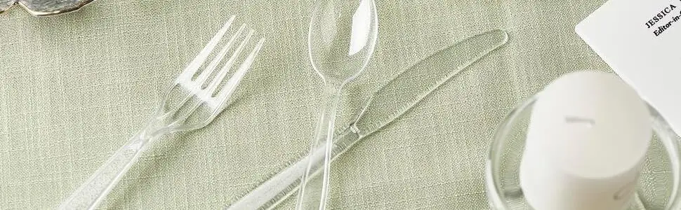 300 Crystal Clear Plastic Forks Heavy Duty Silverware Set Disposable Cutlery Fancy Serving Utensils Elegant Flatware Bulk Premium Tableware Sturdy Plasticware Party Dinner Holiday Serving Supplies - 300 Count Clear Plastic Forks Heavy Duty Silverware Disposable Cutlery Party Utensils Bulk Flatware