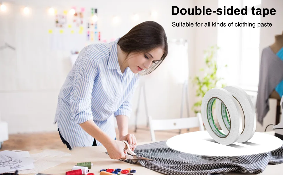 Birllaid 1/2 Inch x 200 Feet Fabric Tape Double Sided,Clear Double-Sided Stitch Witchery No Sew Hemming Tape,Easy to Remove and Thin - Tape