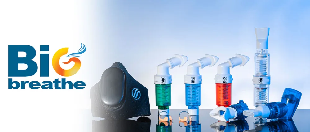 Bigbreathe IMT Middle(Blue) | Inspiratory Muscle Trainer for Amateur Players and Singers, Breathing Exercise Device, Compact and Easy to Clean - bigbreathe