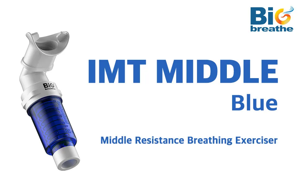 Bigbreathe IMT Middle(Blue) | Inspiratory Muscle Trainer for Amateur Players and Singers, Breathing Exercise Device, Compact and Easy to Clean - imt middle main