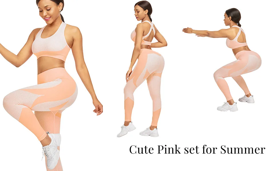 JOYMODE Workout Sets for Women 2 Piece - Seamless Textured High Waist Leggings and Crop Top Gym Sets Large 2 Piece-black - THREE PIECE
