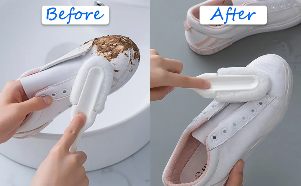 Andiker Professional Cleaning Shoe Brush, Multifunctional Long Handle Shoe Brush Cleaner, Hangable Soft Bristle Shoes Cleaning Scrubber (White) - product information 3