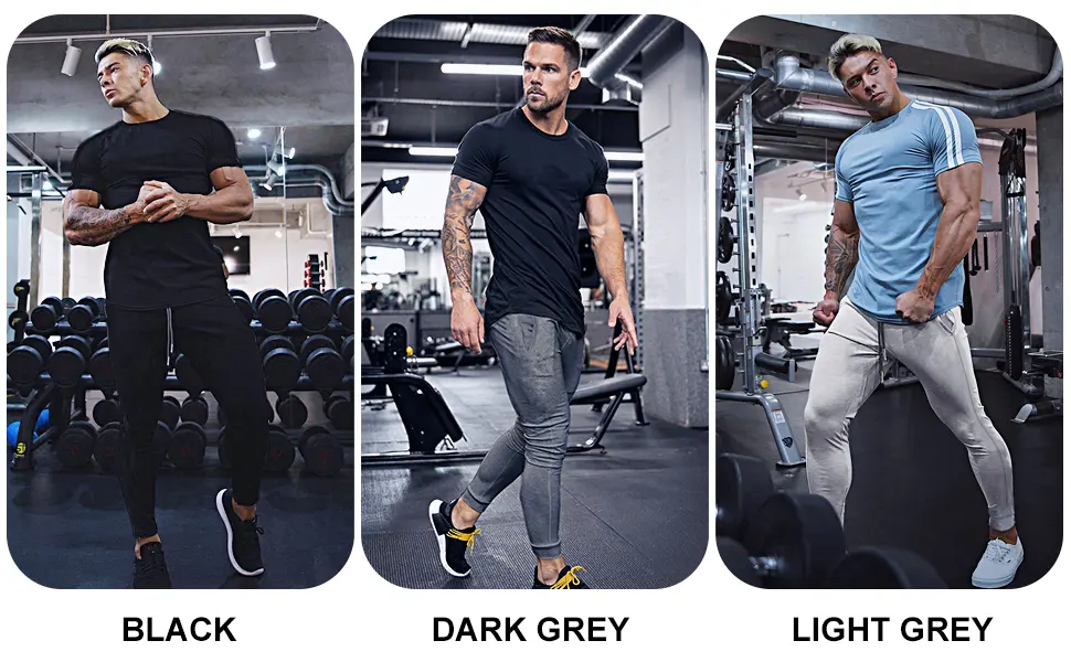 BUXKR Men's Slim Joggers Workout Pants for Gym Running and Bodybuilding Athletic Bottom Sweatpants with Deep Pockets Black Medium - workout pants