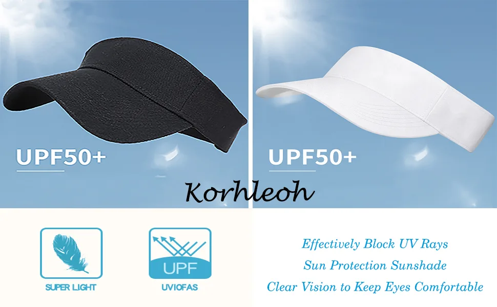 Sport Sun Visor Hats for Women Men - Adjustable Empty Top Baseball Sun Cap Running Tennis Hats Black+white One Size - sports sun hat